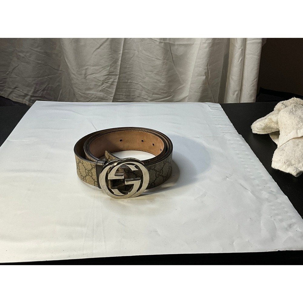 Gucci GG Monogram Belt Silver Buckle Canvas